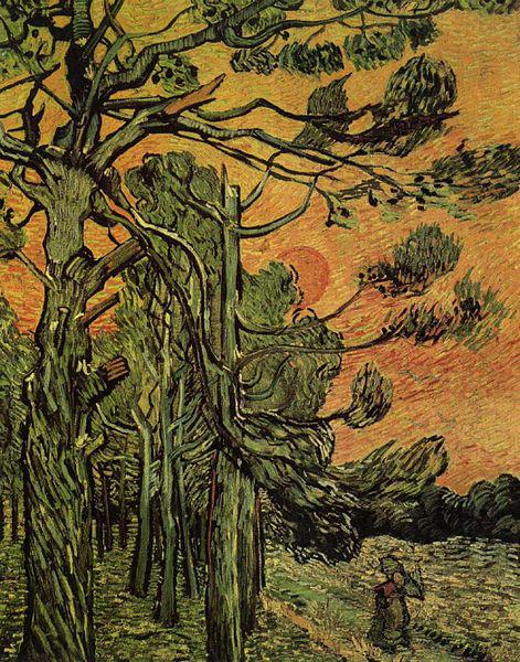 Vincent Van Gogh Palm Trees against a Red Sky with Setting Sun china oil painting image